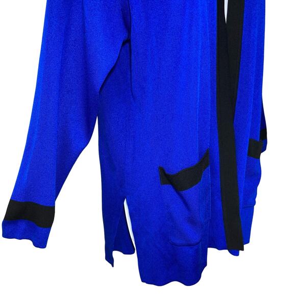 Exclusively Misook Medium Colorblock Royal Blue Jacket With Black Trim Pockets M - Picture 11 of 16